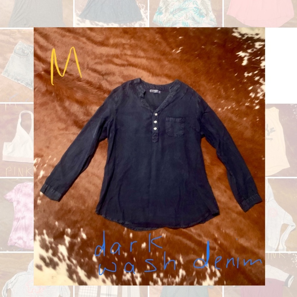 Denim 3/4 sleeve blouse